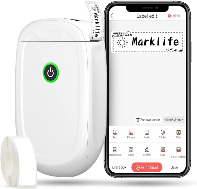 Marklife P11 Label Makers, Portable Thermal Sticker Printer Machine with Tape, Inkless & Wireless... | Amazon (US)