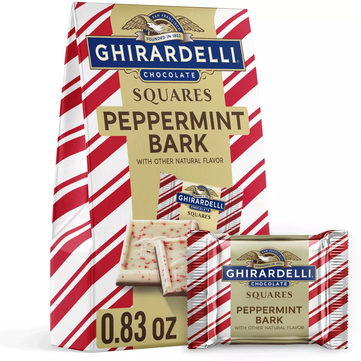 Ghirardelli Christmas Limited Edition Peppermint Bark Squares Small Bag - 0.83oz | Target
