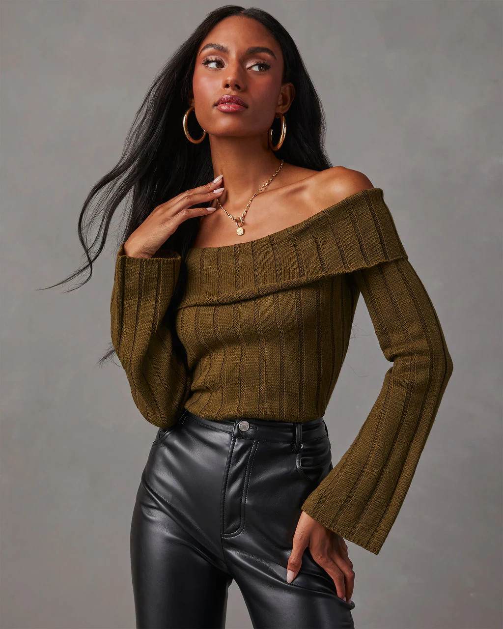 Daphne Off The Shoulder Ribbed Sweater | VICI