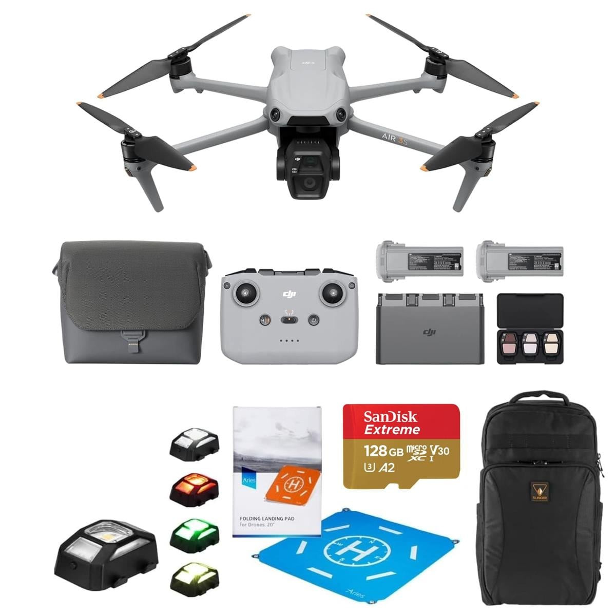 Bundle - DJI - Air 3S Drone Fly More Combo w/RC-N3 Controller, w/128GB Card, Backpack | Best Buy U.S.