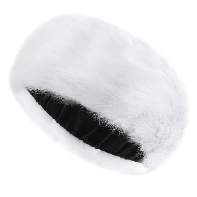 SUNFURA Women's Faux Fur Headband Winter Earwarmer Earmuff with Stretch,White | Amazon (US)