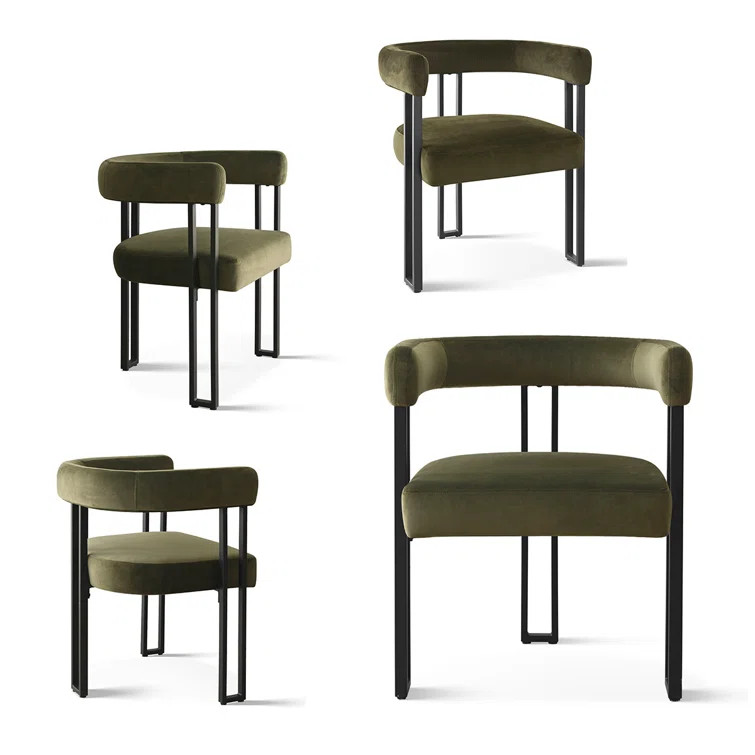 Beore Set of 4 Upholstered 18.5" Seat Height Velvet Kitchen Dining Armchair | Wayfair North America
