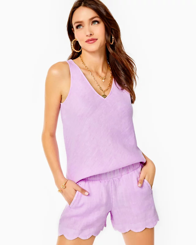 4" Brea Linen Scallop Short | Lilly Pulitzer | Lilly Pulitzer