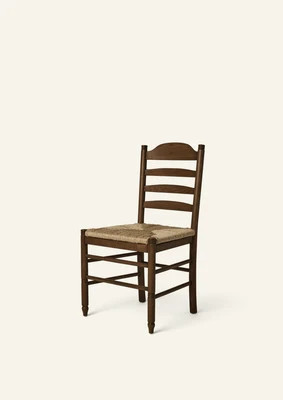 Lea Dining Chair, 19.5”W X  21”D X 37” H Seat Height: 19", Brown Oak & Rush | Häti Home