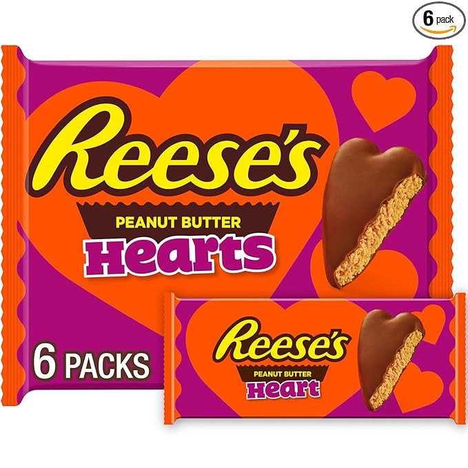Reese's Milk Chocolate Peanut Butter Hearts, Valentine's Candy Packs, 1.2 oz (6 Count) | Amazon (US)