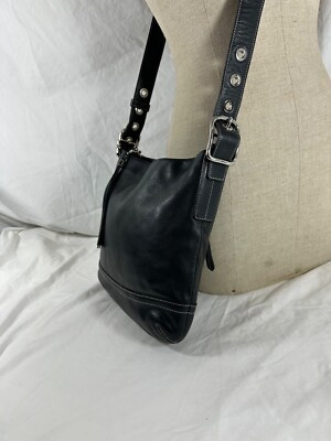 Genuine vintage COACH 1415 black leather Legacy slim tassel duffle shoulder bag | eBay US