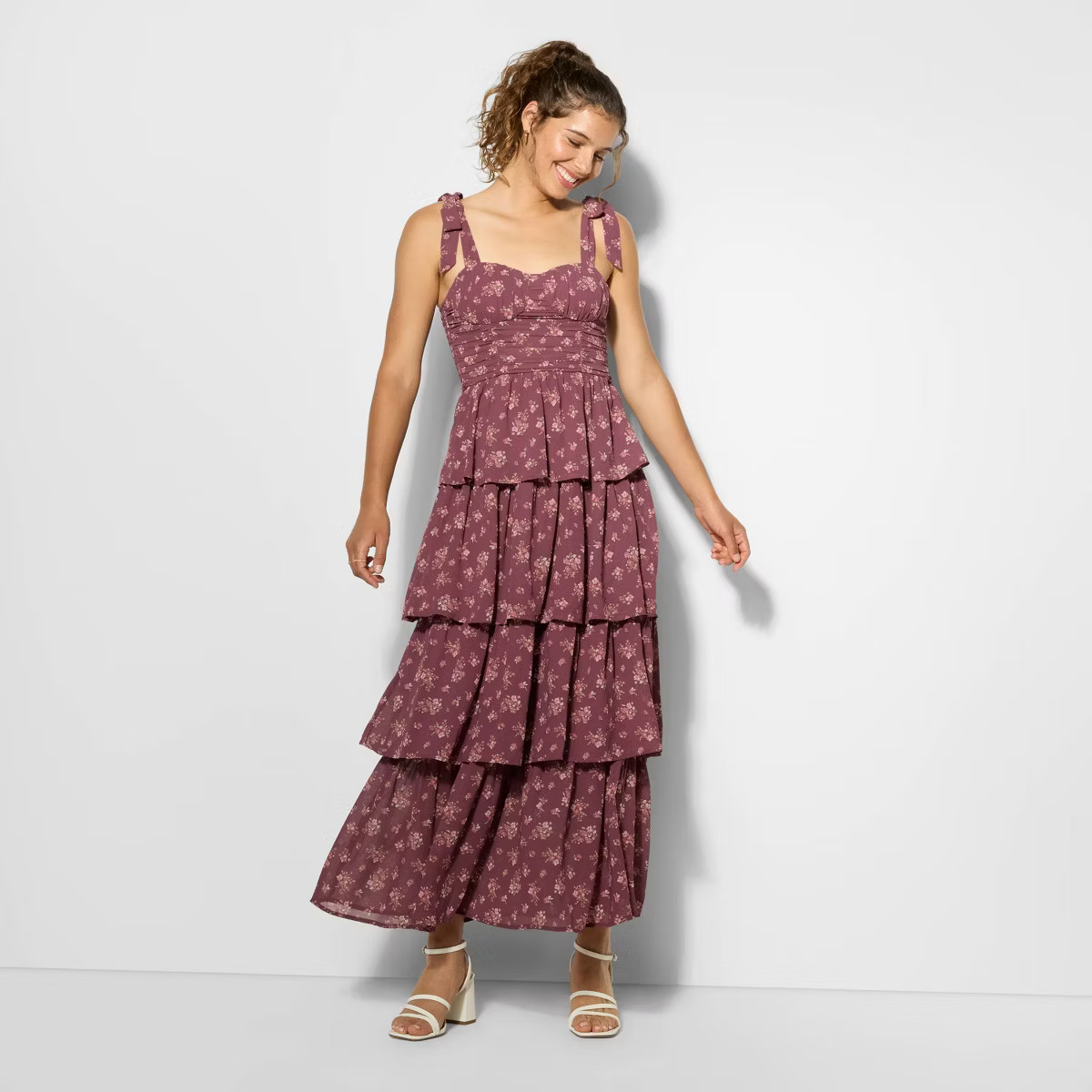 Women's Tiered Maxi A-Line Dress - Wild Fable™ Plum Purple Floral | Target