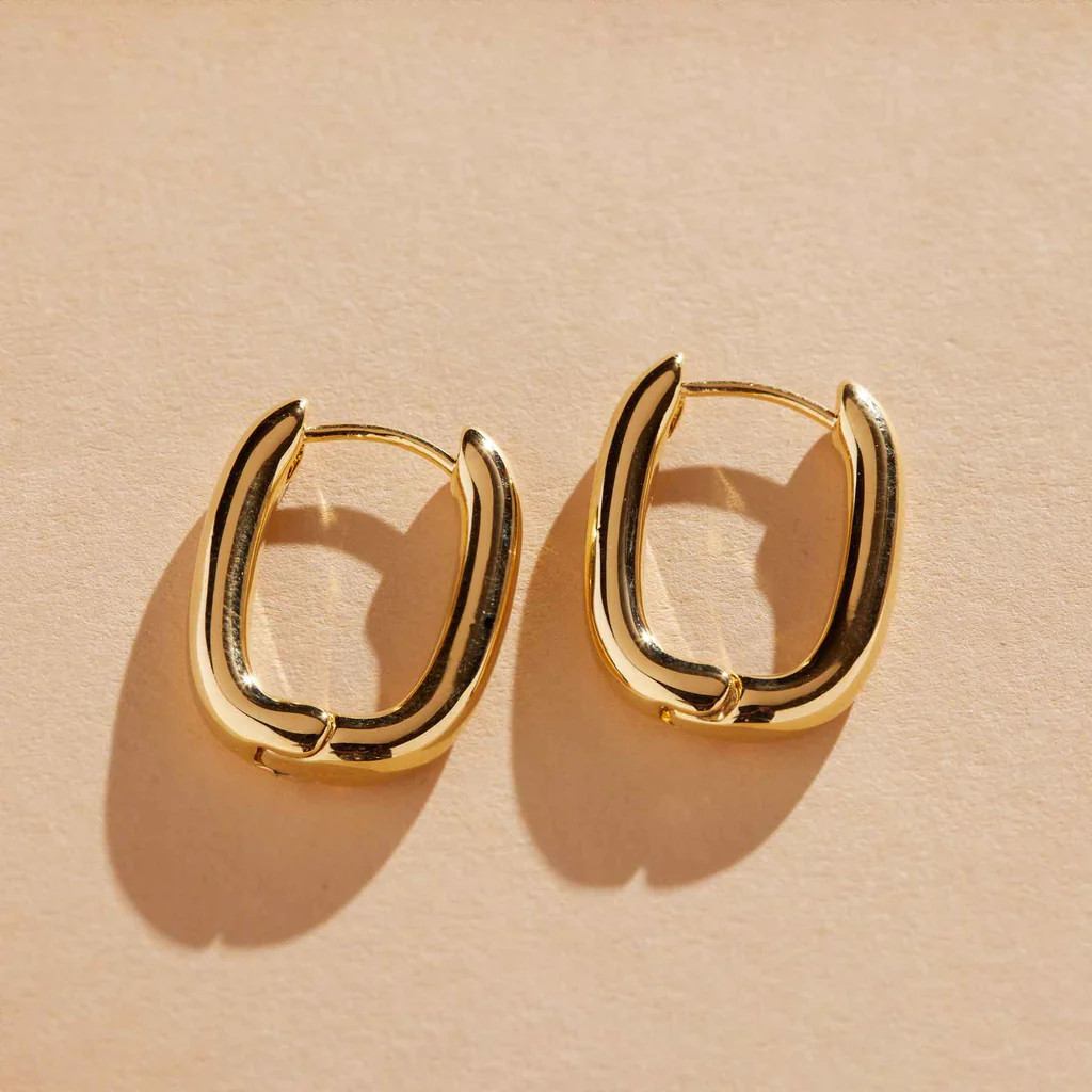 Gold U-Shaped Huggies | Nickel and Suede