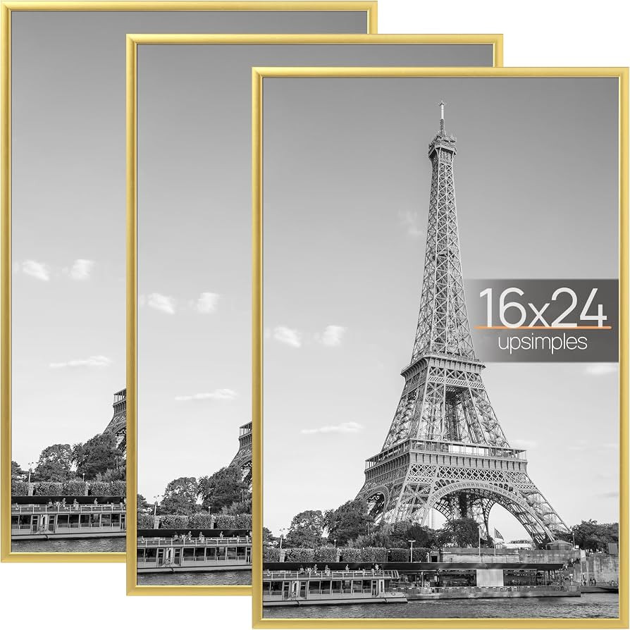 upsimples 16x24 Picture Frame Gold 3 Pack, Scratch-Proof Poster Frames 16 x 24 for Photo Gallery ... | Amazon (US)