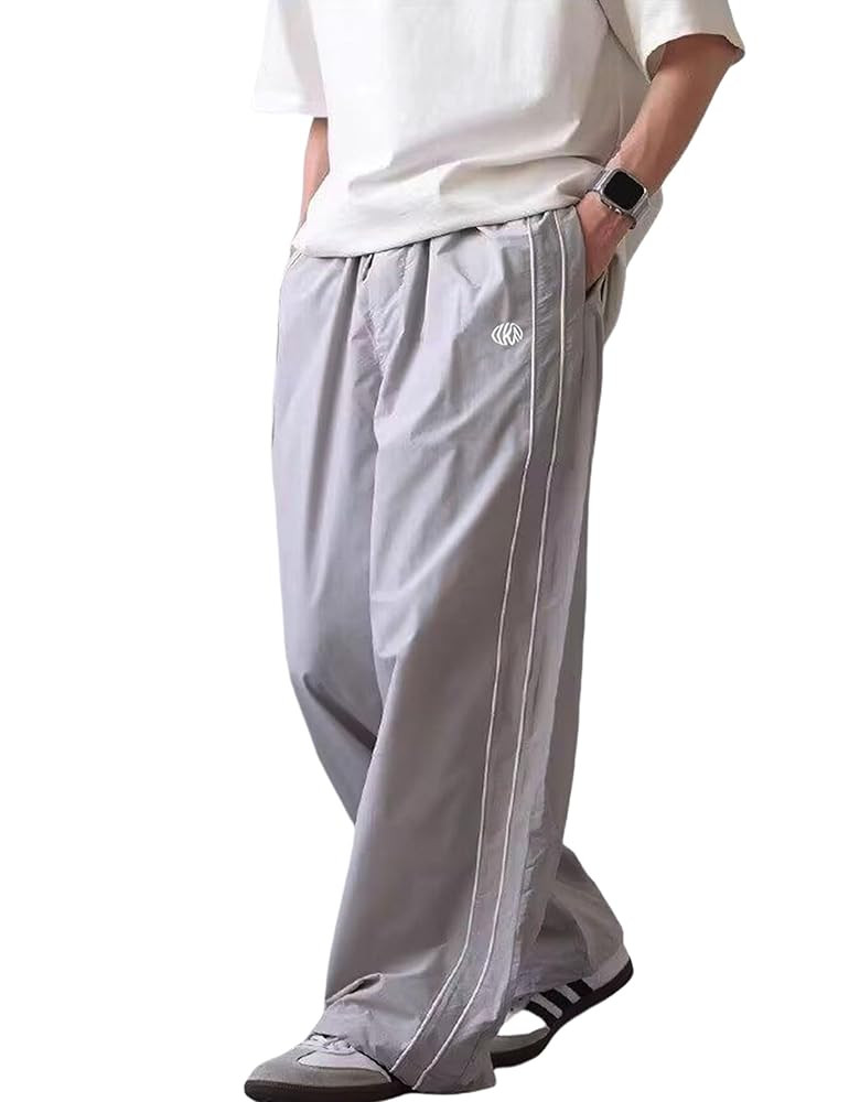 FCOOLYEET Men Track Pants Y2k Drawstring Lightweight Sweatpants Cool Parachute Pants Streetwear | Amazon (US)