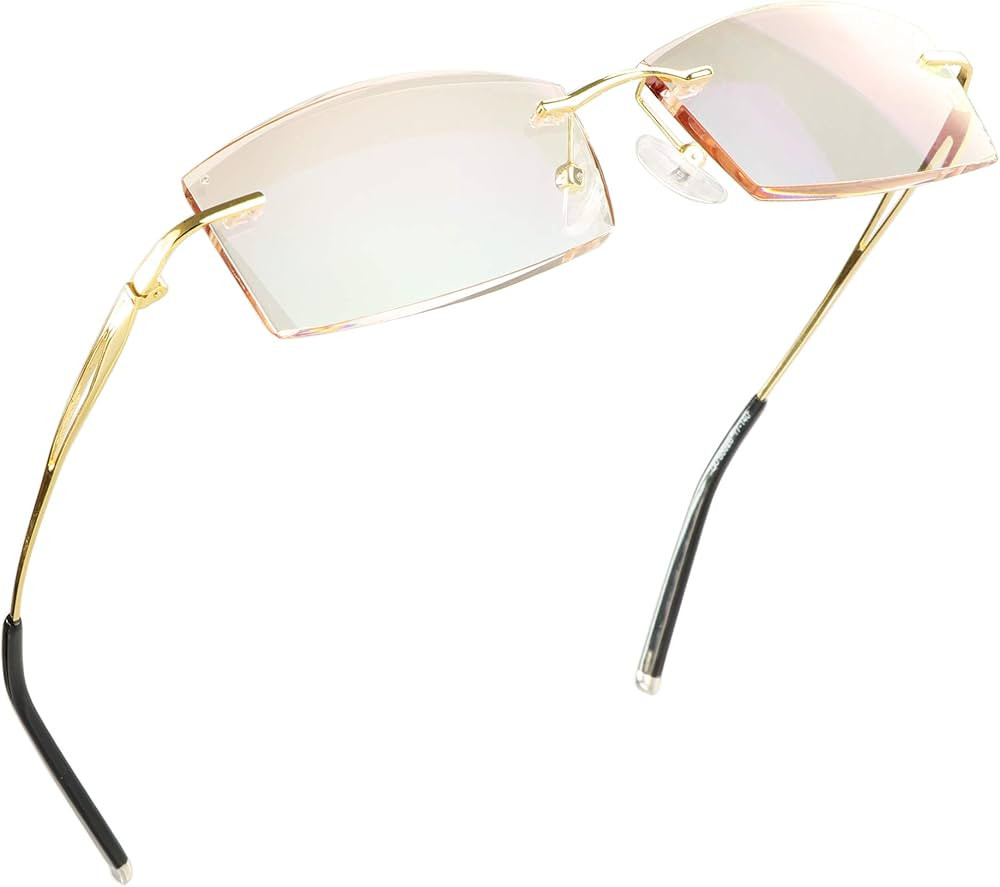 LifeArt Blue Light Blocking Glasses,Computer Reading Glasses,Rimless Frame Tinted Lens with Diamo... | Amazon (US)