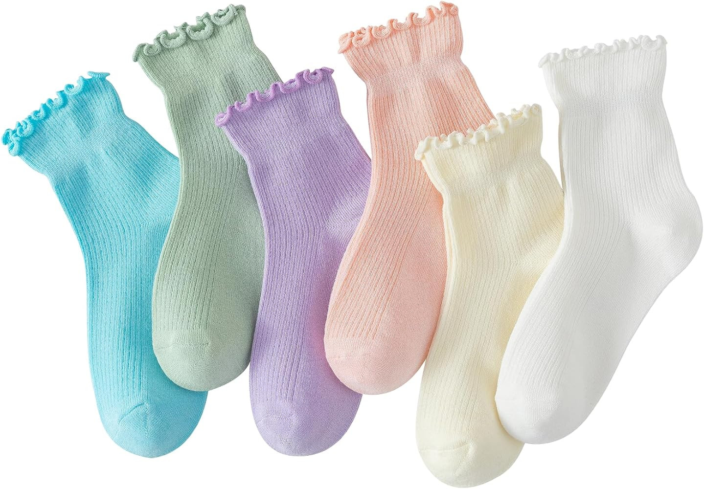 Hstyle 6 Pairs of Ruffle Socks Women, Cute Ruffle Ankle Socks | Amazon (US)