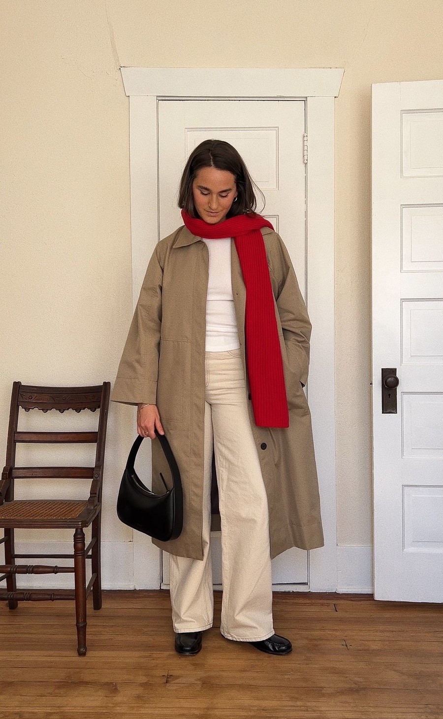 Always love adding a pop of red to winter outfits ❤️  #winteroutfit #trenchcoat 

#LTKootd #LTKFindsUnder100 #LTKSeasonal