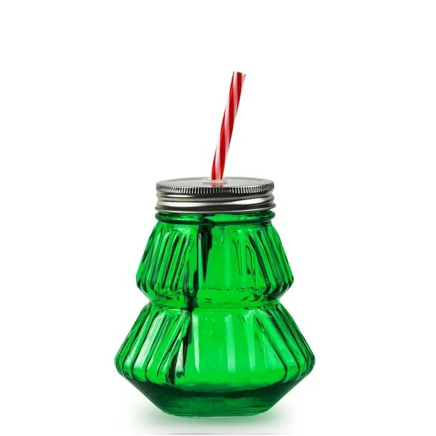 Holiday Time 24 Oz Green Glass Christmas Tree Beverage Sipper - Walmart.com | Walmart (US)