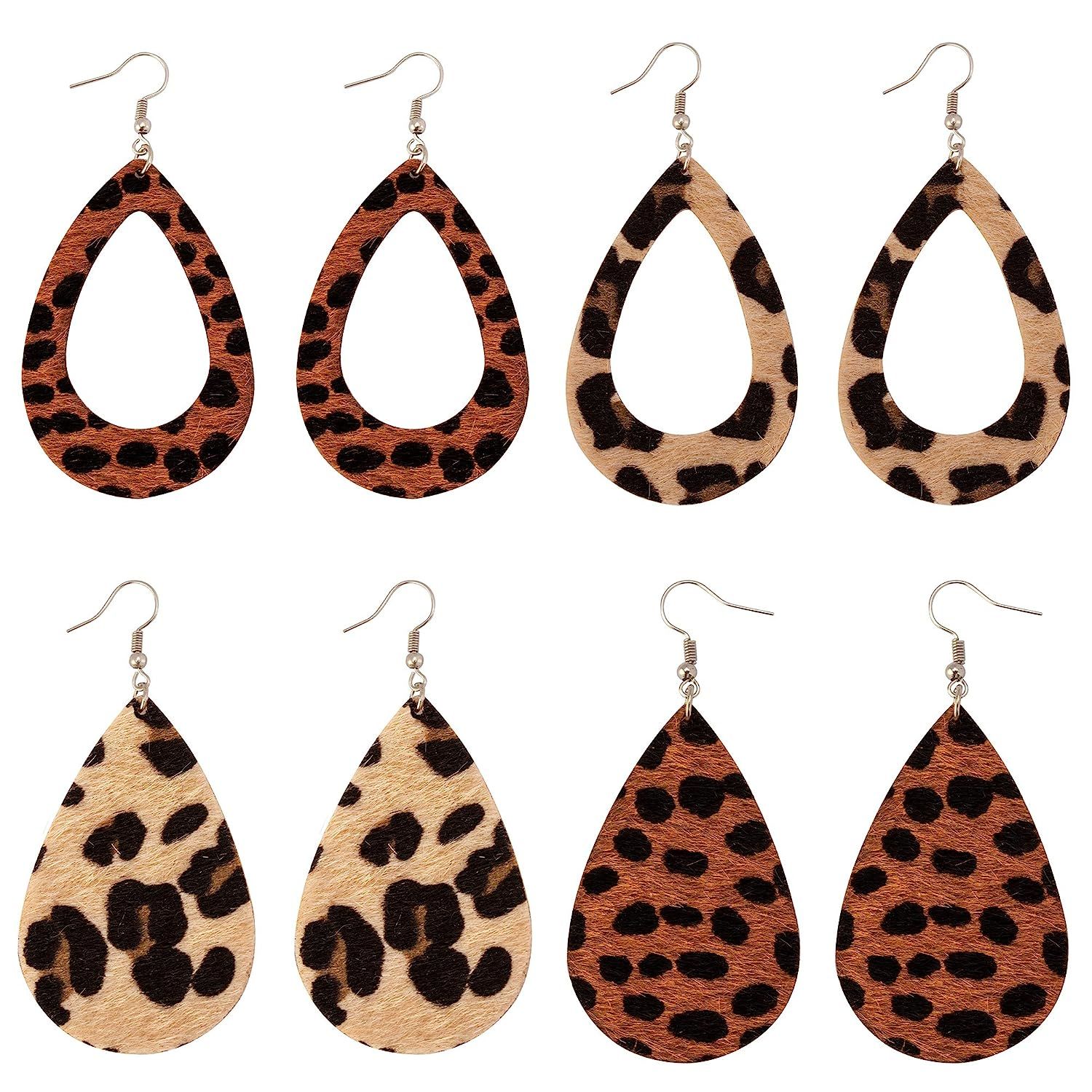 Leather Earrings Lightweight Faux Leather Leaf Earrings Teardrop Dangle Handmade Floral Leopard P... | Amazon (US)