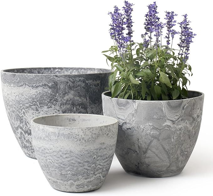 LA JOLIE MUSE Outdoor Planters Pots for Plants Set of 3 - Tree Flower Plant Pots, Plant Container... | Amazon (US)