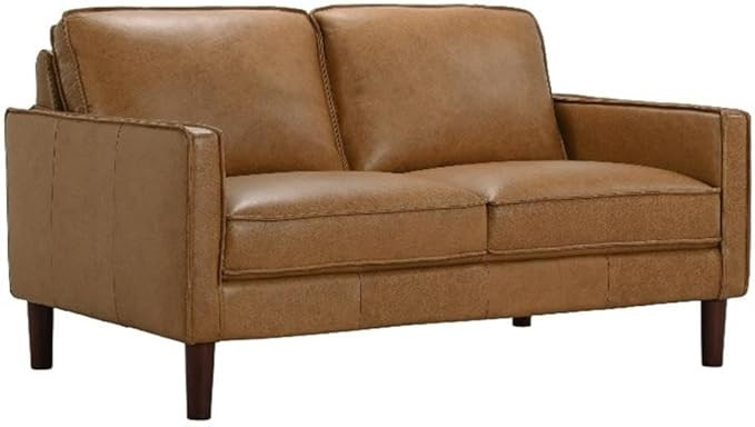 Porter Designs Soria Top-Grain Leather Loveseat - Brown | Amazon (US)