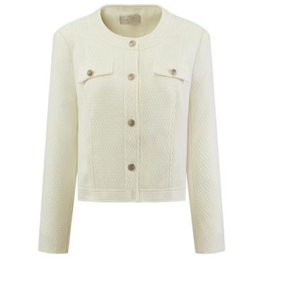 Hobemty Women's Work Cropped Long Sleeve Elegant Tweed Blazer Cream White Medium | Target