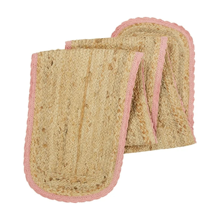 The Pioneer Woman 100% Jute Crochet Table Runner, Natural & Coral, 14"W x 90"L | Walmart (US)
