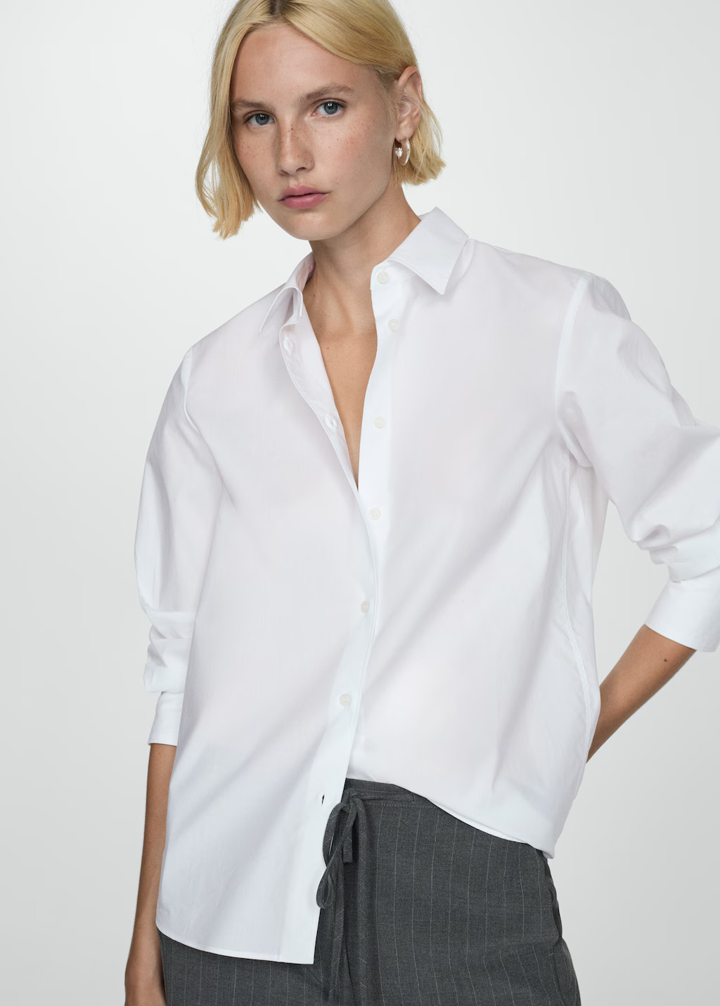 Regular cotton lyocell-blend shirt - Woman | MANGO USA | MANGO (US)