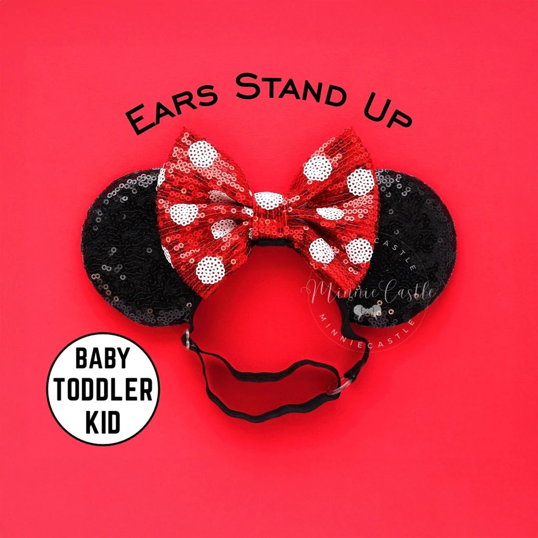 Mickey Ears, Minnie Ears, Baby Toddlers Minnie Ears, Red Bow Mouse Ears, Minnie Ears With Elastic... | Etsy (US)