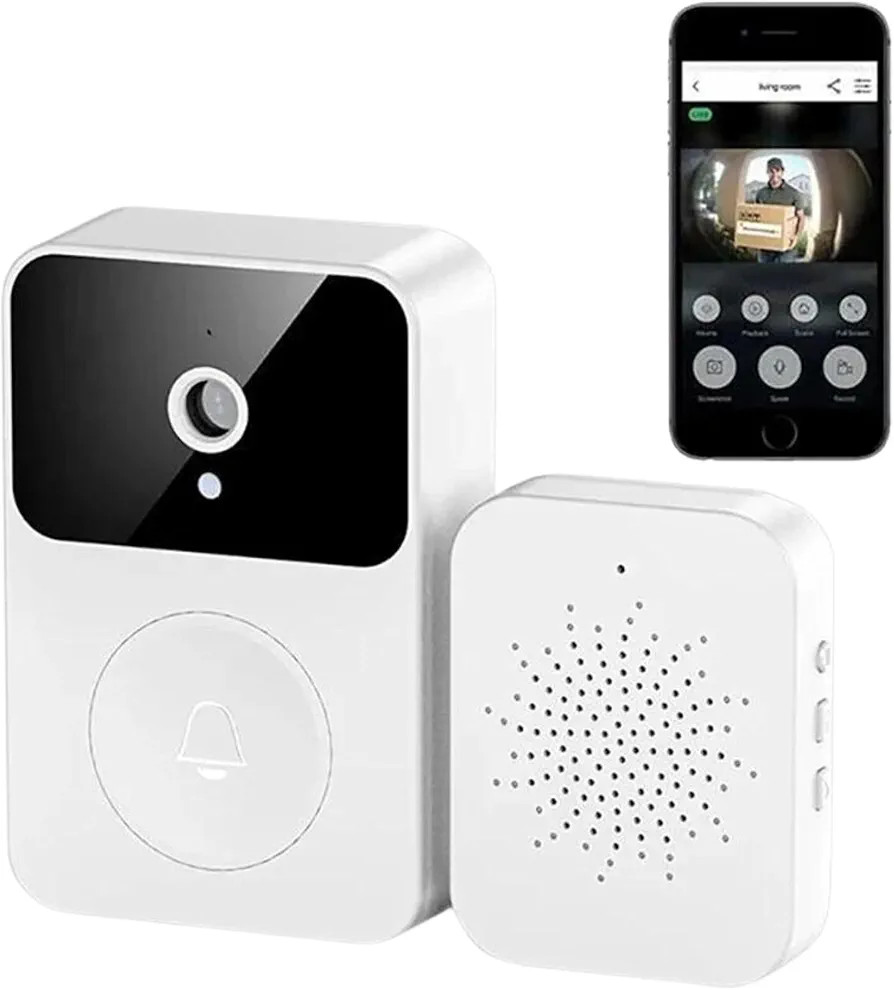 Campainha Inteligente com Câmera HD Integrada, Detecção de Movimento PIR, Alarme de Segurança... | Amazon (BR)