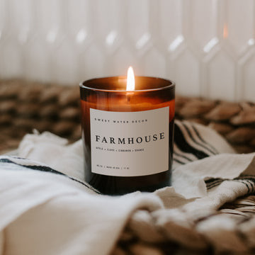 Farmhouse Soy Candle - Amber Jar - 11 oz | Sweet Water Decor, LLC