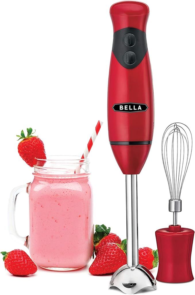 BELLA Immersion Hand Blender with Whisk Attachment, Quickly Mixes Sauces, Purees Soups, Smoothies... | Amazon (US)