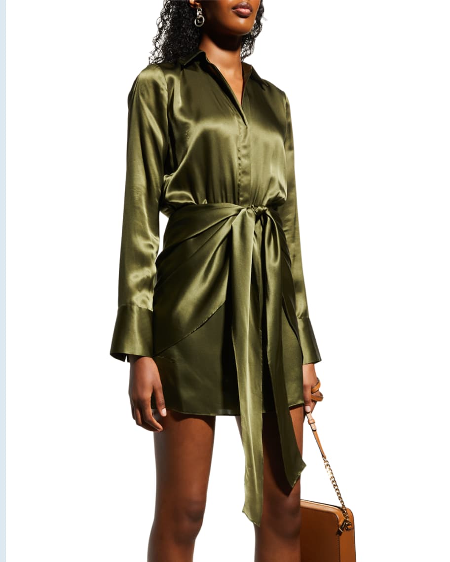 L'Agence Atlas Silk Wrap Front Mini Dress | Neiman Marcus