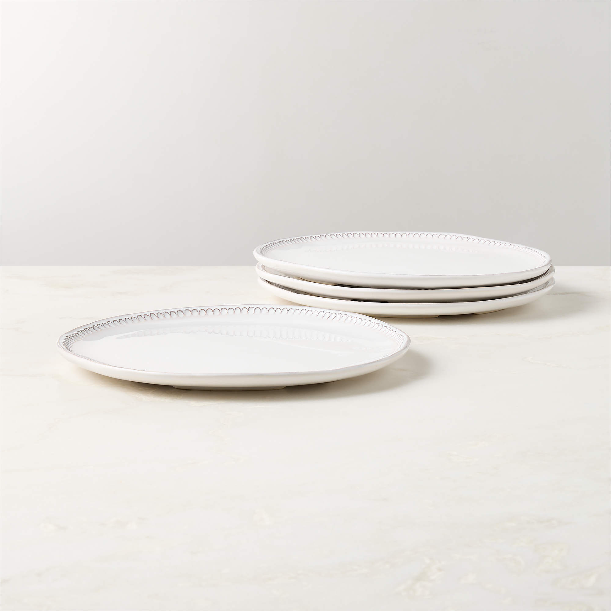 Iliana White Stoneware Dinner Plates Set of 4 | CB2 | CB2