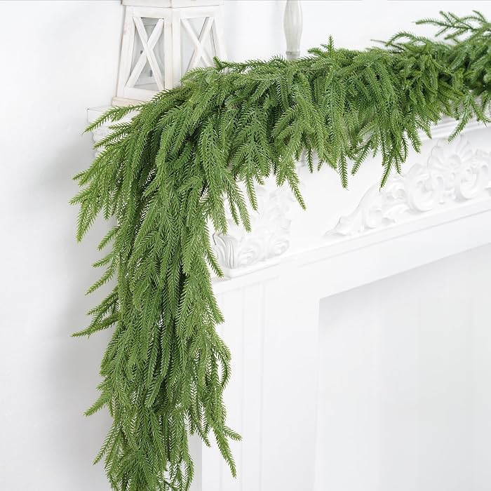 XmasExp Norfolk Pine Garland 9FT Real Touch Realistic Artificial Christmas Garland Decorations fo... | Amazon (US)