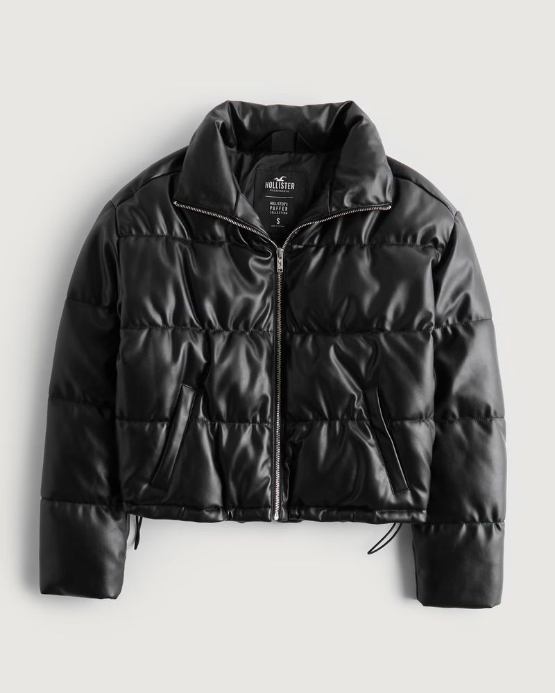 Women's Vegan Leather Puffer Jacket | Women's Jackets & Coats | HollisterCo.com | Hollister (US)