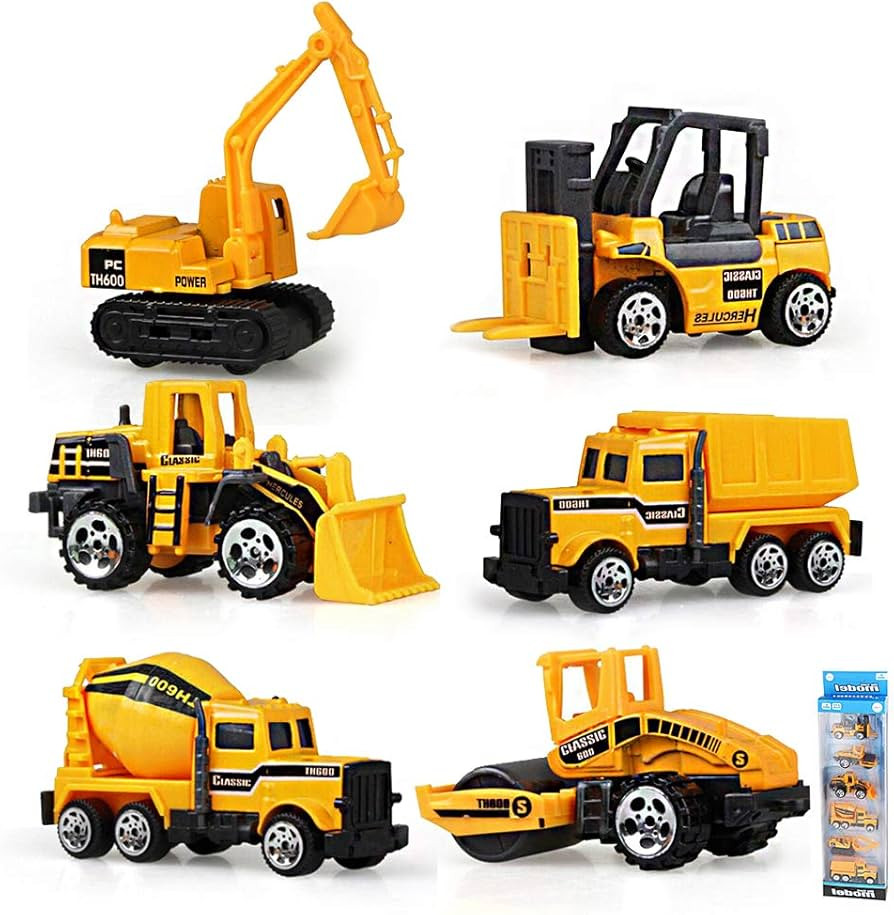 Play Vehicles, 6 Set Toy Construction Vehicles, Assorted Trucks Mini Car Toy, Friction Powered Pu... | Amazon (US)