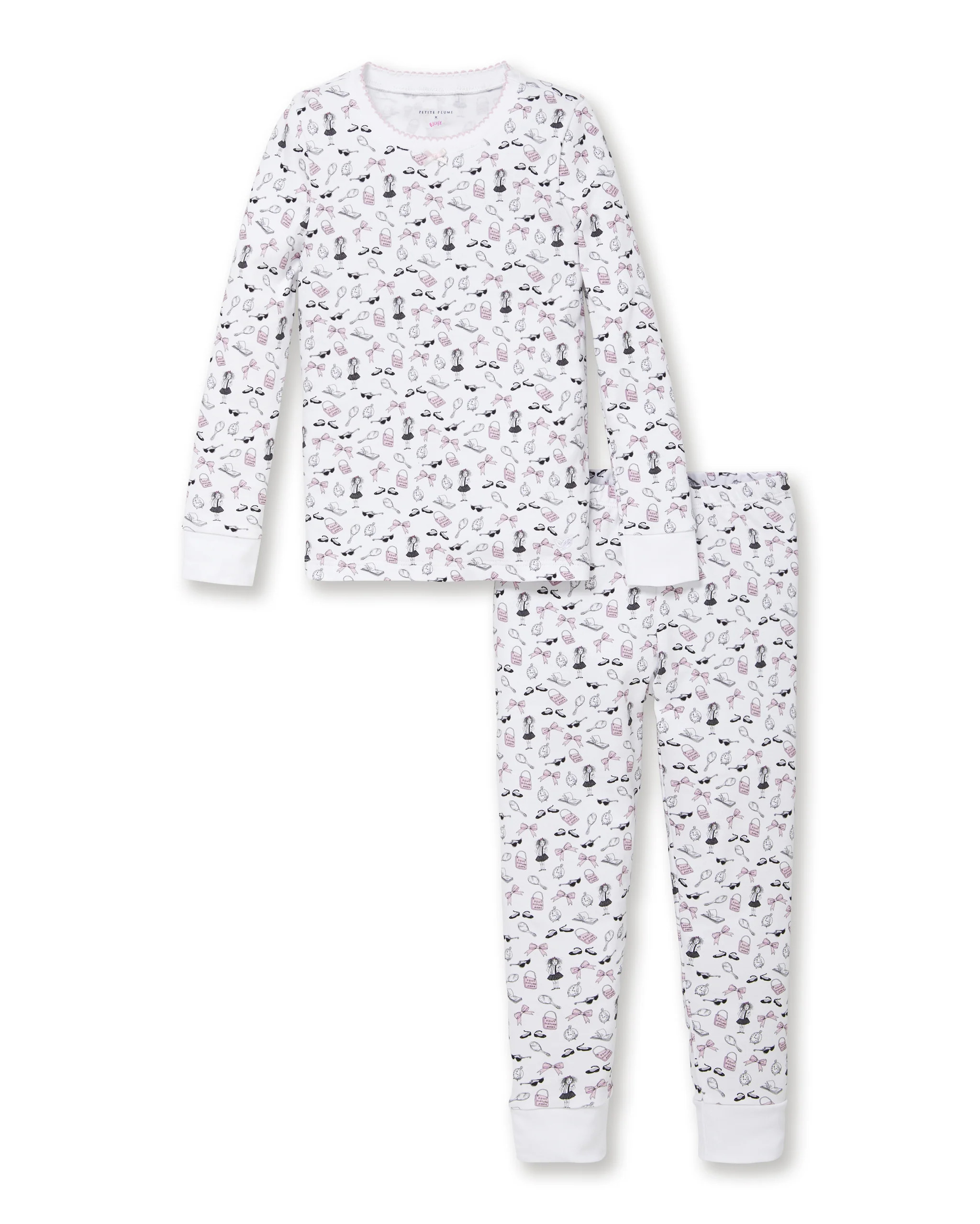 Petite Plume x Eloise Kid's Pima Snug Fit Pajama Set in Eloise Suite Soireé | Petite Plume