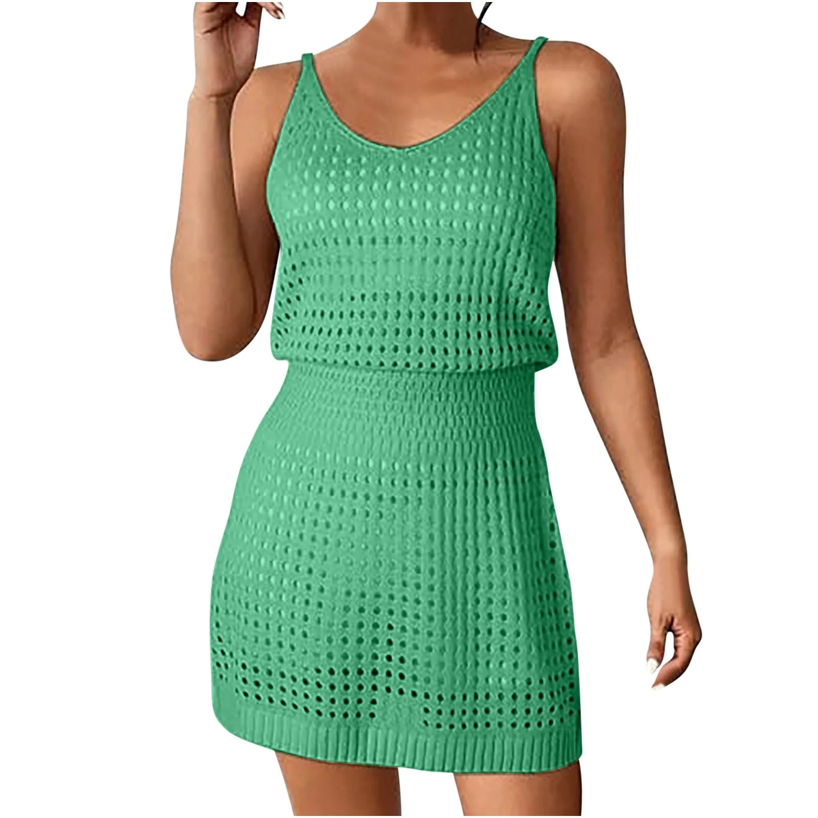 BLVB Womens Crochet Swimsuit Coverup Sleeveless Bathing Suit Beach Cover up Knit Summer Dress for... | Walmart (US)