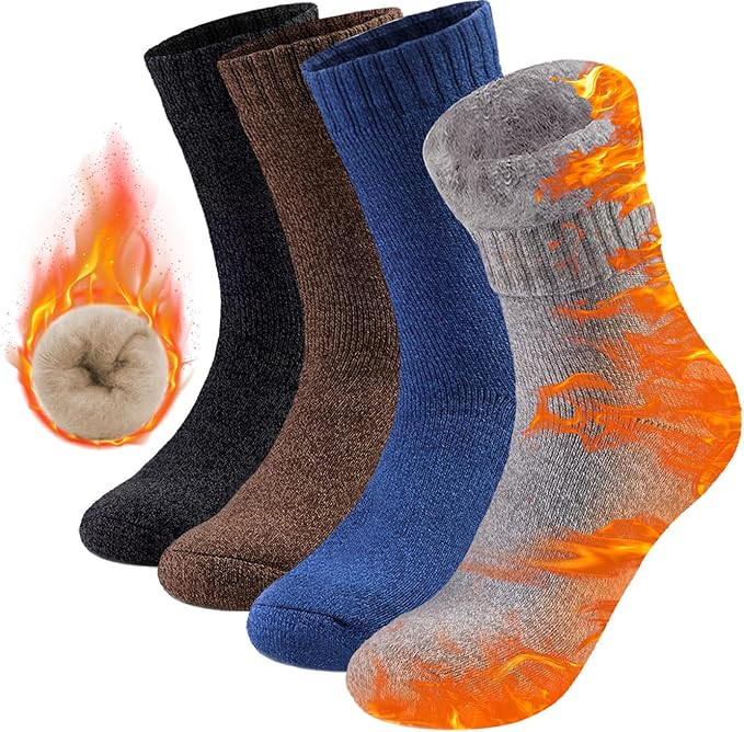 HUGSWEET Thermal Socks, Winter Warm Socks for Men, Insulated for Cold Weather, Heated Trapping | Amazon (US)