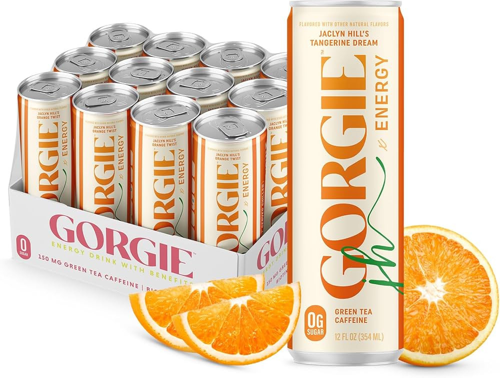 GORGIE Sugar Free Natural Energy Drinks, Jaclyn Hill Orange Twist (12 Pack) Healthy Sparkling Ene... | Amazon (US)