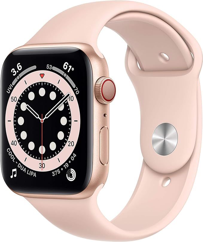 New Apple Watch Series 6 (GPS + Cellular, 44mm) - Gold Aluminum Case with Pink Sand Sport Band | Amazon (US)