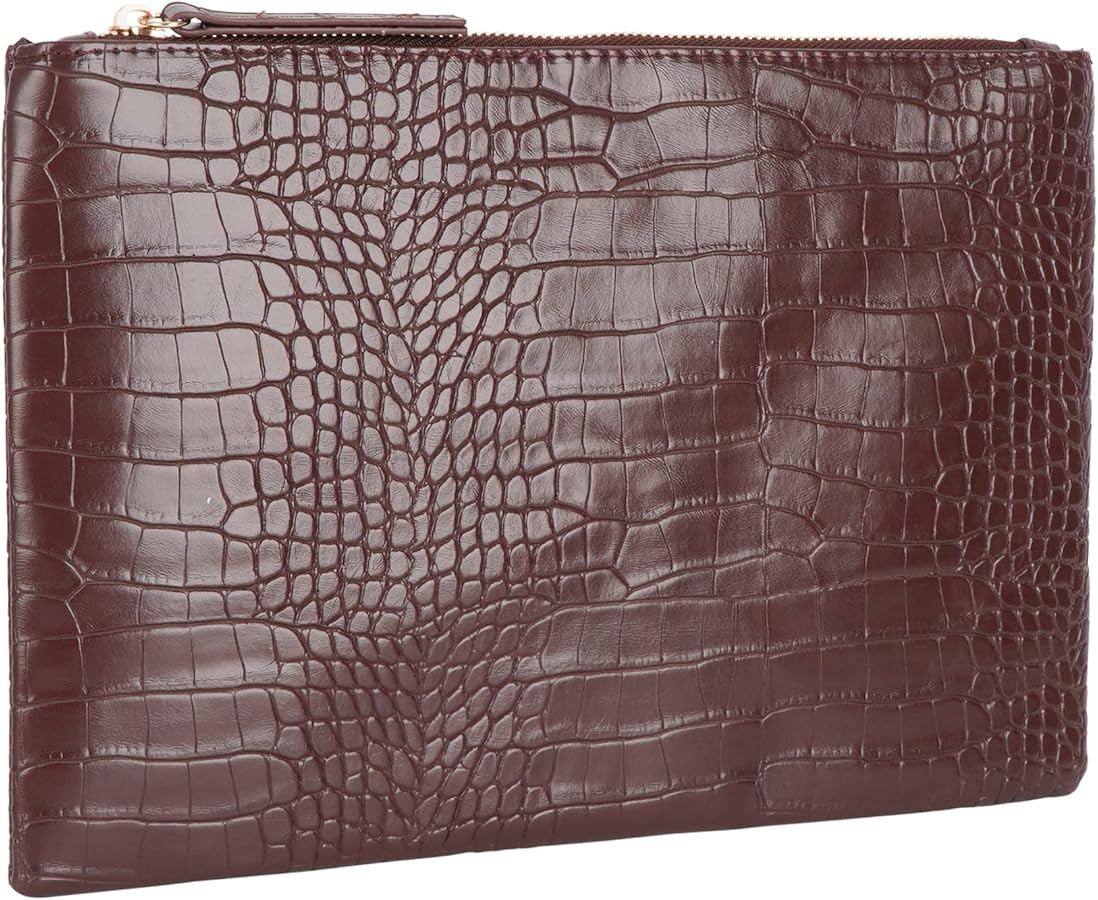 CLARA Crocodile Pattern Clutch Purse Oversized PU Leather Envelope Clutch Evening Handbag | Amazon (US)