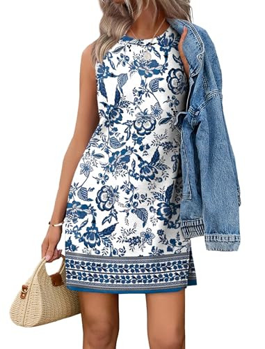 WIHOLL Casual Dresses for Women Crewneck Sleeveless Tank Dress Summer Spring Boho Vacation Clothe... | Amazon (US)
