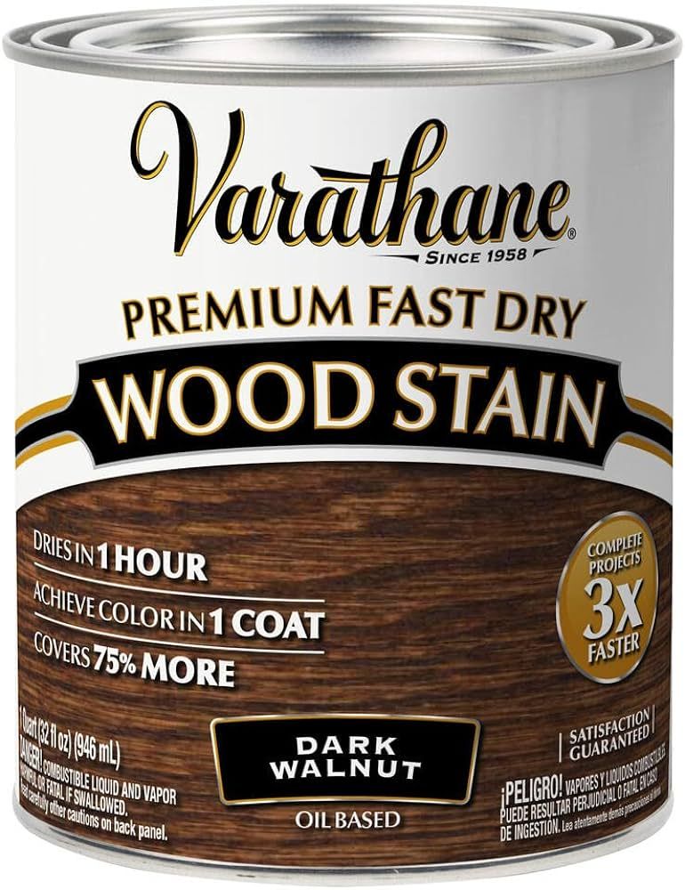 Varathane 262006 Premium Fast Dry Wood Stain, Quart, Dark Walnut | Amazon (US)