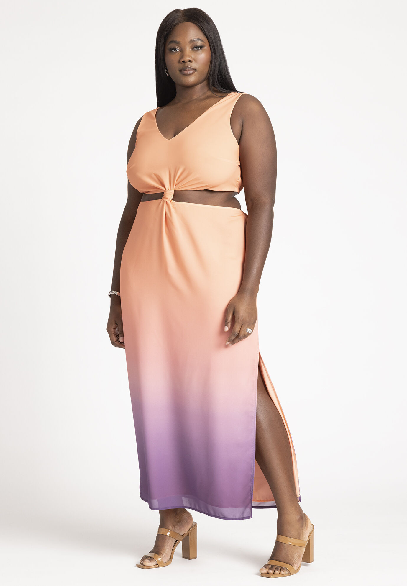 Twist Front Sleeve Ombre Dress | Eloquii