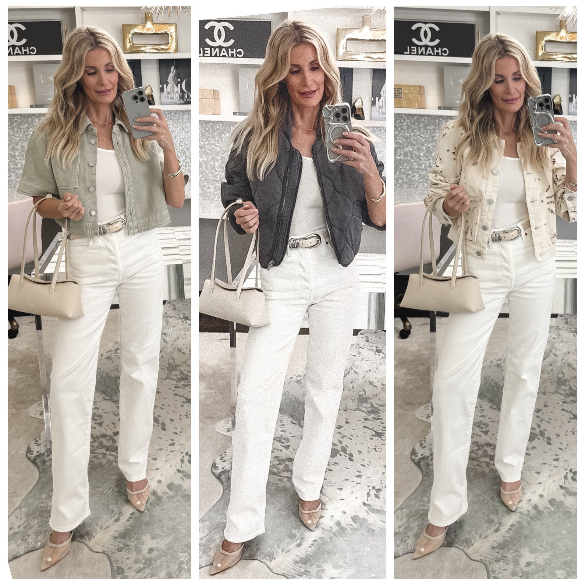 Stop wasting money on clothes! My rule: if I can’t style it at least 3 different ways, I don’t buy it.

These under-$100 ivory Levi’s are the perfect example. They’re a high-waisted straight-leg style that fits like a glove, feels incredibly soft, and goes with just about everything in your closet.

I’m styling them 3 ways and everything is from Nordstrom Rack so it’s ALL ON SALE! 

✨With an ivory BlankNYC denim jacket for a chic monochromatic look
✨With a charcoal gray cropped jacket for an elevated, sophisticated outfit
✨With a lightweight sage green denim jacket for an easy summer look

These Levi’s run true to size. I’m wearing a size 24 in the jeans and XS in all the jackets.

#LTKootd #LTKOver40 #LTKSaleAlert