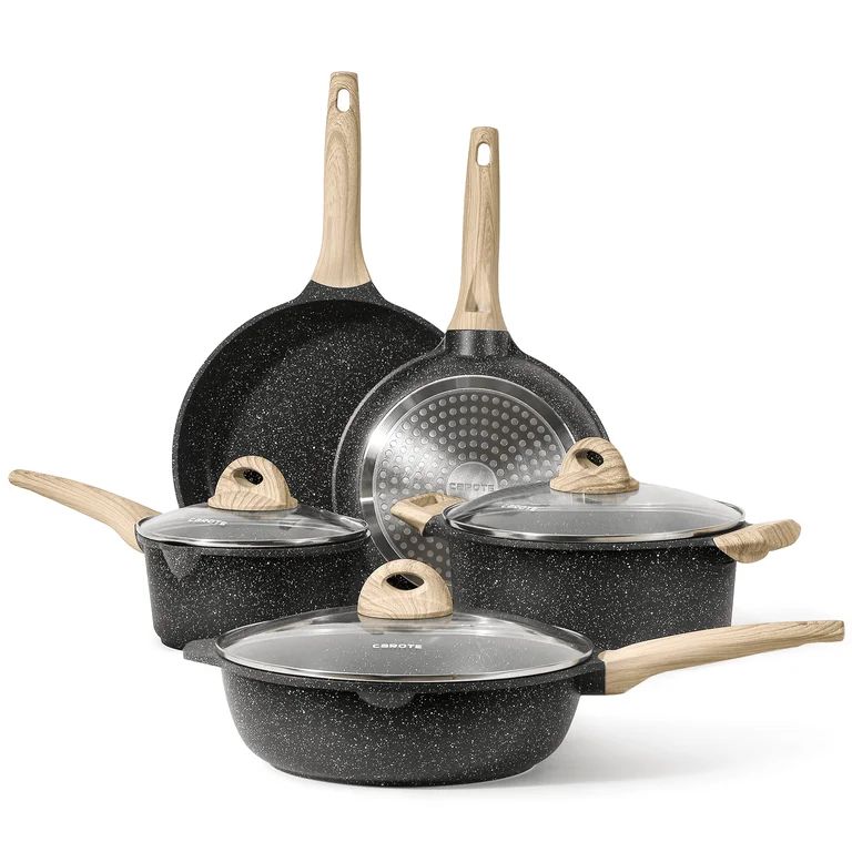 Carote Nonstick Pots and Pans Set, 8 Pcs Induction Kitchen Cookware Sets (Black) - Walmart.com | Walmart (US)