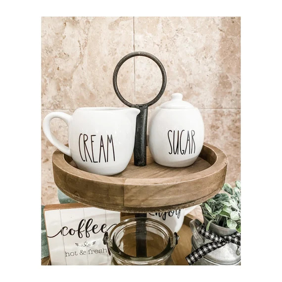 Cream and Sugar Set, Tiered Tray Decor, Rae Dunn Inspired, Creamer, Sugar Bowl, Coffee Bar Decor,... | Etsy (US)