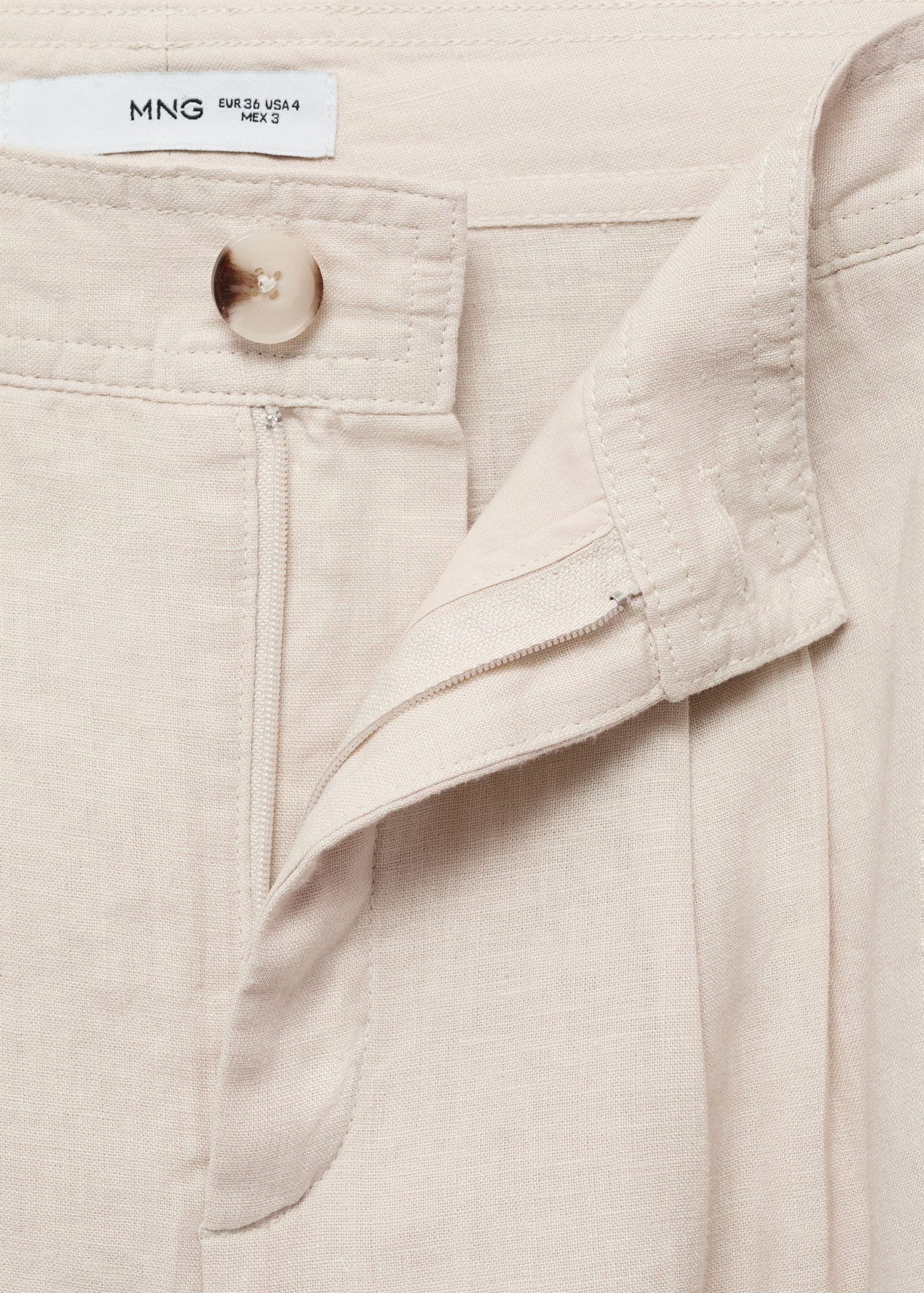 Linen trousers with tortoiseshell button - Women | MANGO United Kingdom | MANGO (UK)