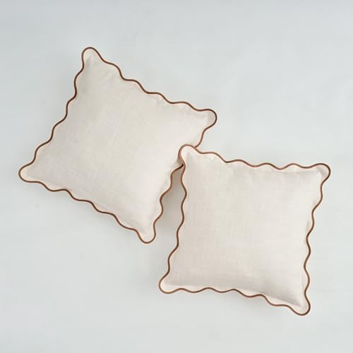 Scalloped Throw Pillow Covers Set of 2 for Living Room, Cotton & Linen, Boho Sytle Decorative Hom... | Amazon (CA)