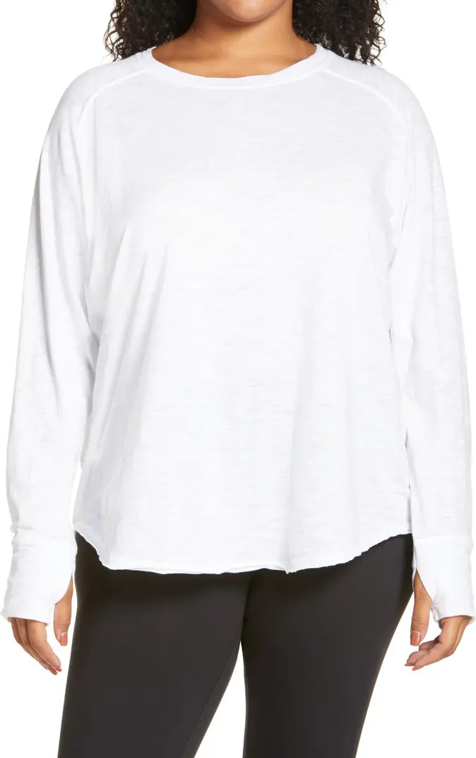 Zella Relaxed Washed Cotton Long Sleeve T-Shirt | Nordstrom | Nordstrom