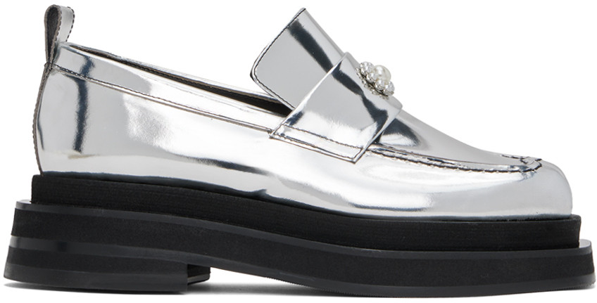 Simone Rocha Silver Heart Toe Platform Loafers | SSENSE