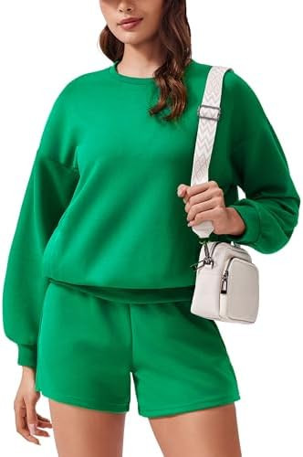 PINSPARK Two Piece Sets for Women 2024 Fall Outfits Sweatsuit 4 Pockets Sweat Short Sets Casual M... | Amazon (US)